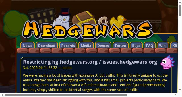Screenshot of hedgewars.org