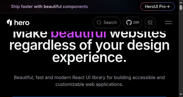 Screenshot of heroui.com