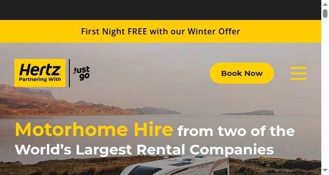 Screenshot of hertzmotorhomehire.com