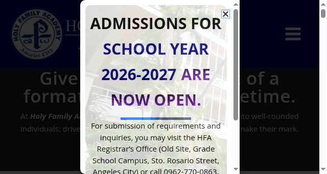 Screenshot of hfa.edu.ph
