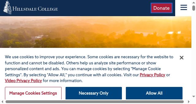 Screenshot of hillsdale.edu