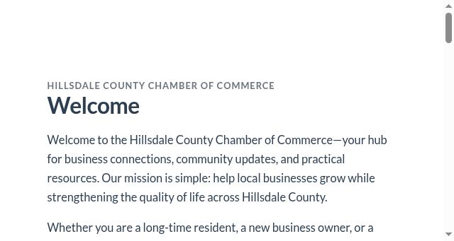 Screenshot of hillsdalecountychamber.com