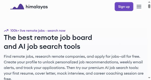 Screenshot of himalayas.app