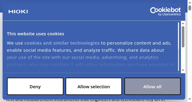 Screenshot of hioki.eu