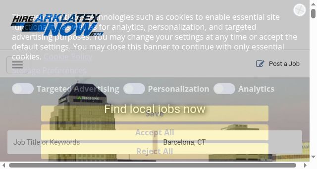 Screenshot of hirearklatexnow.com