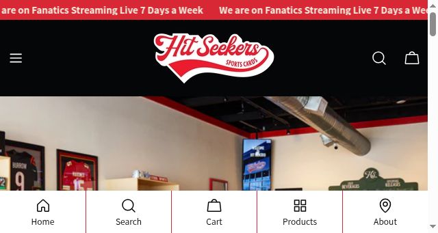 Screenshot of hitseekerscardbreaks.com