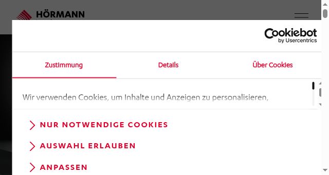 Screenshot of hoermann-intralogistics.com