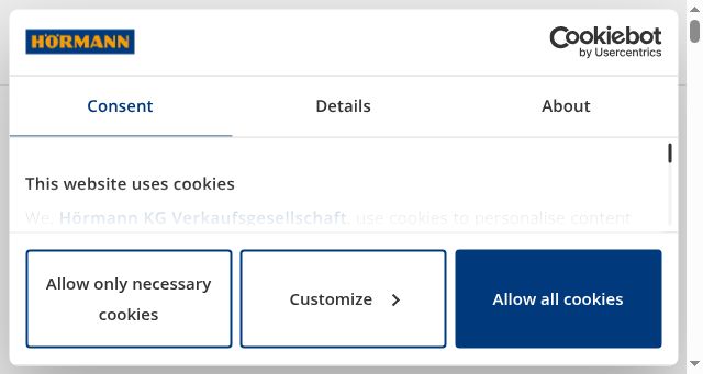 Screenshot of hoermann.com