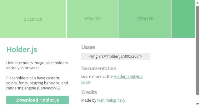 Screenshot of holderjs.com