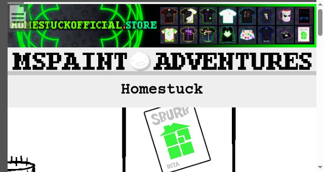 Screenshot of homestuck.com