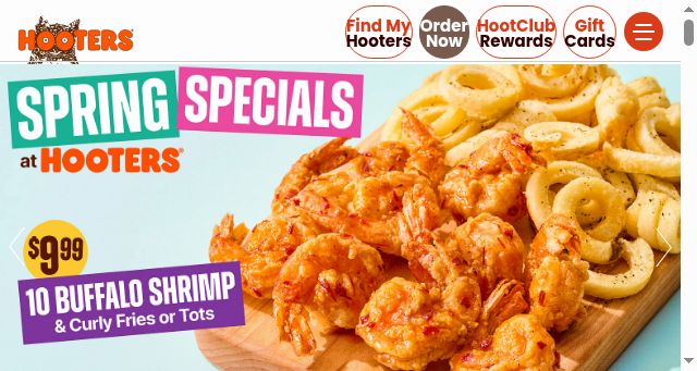 Screenshot of hooters.com