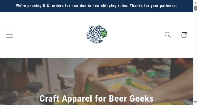Screenshot of hopbombapparel.ca