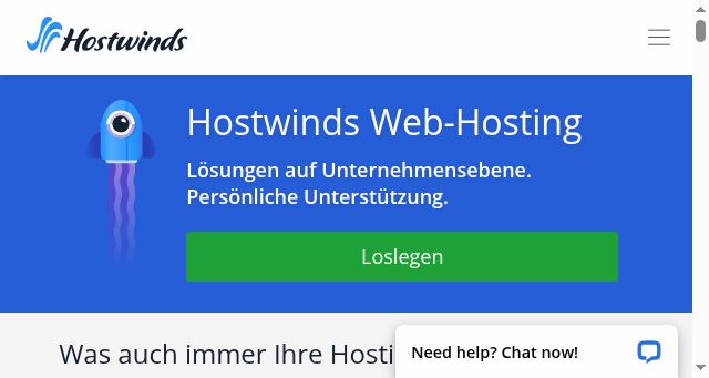 Screenshot of hostwinds.de