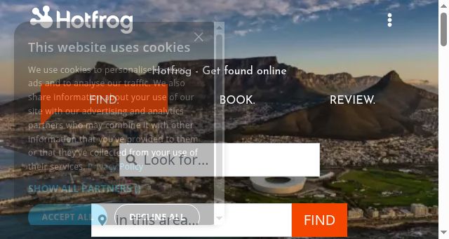 Screenshot of hotfrog.co.za