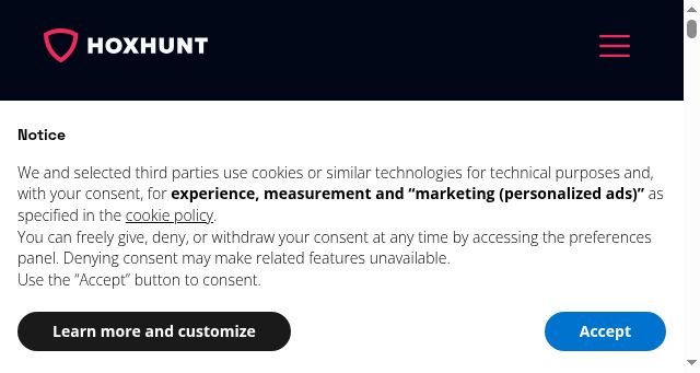 Screenshot of hoxhunt.com