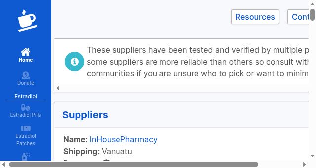 Screenshot of hrt.coffee