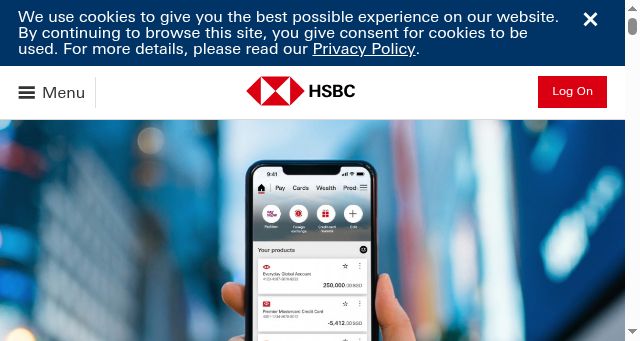 Screenshot of hsbc.com.sg