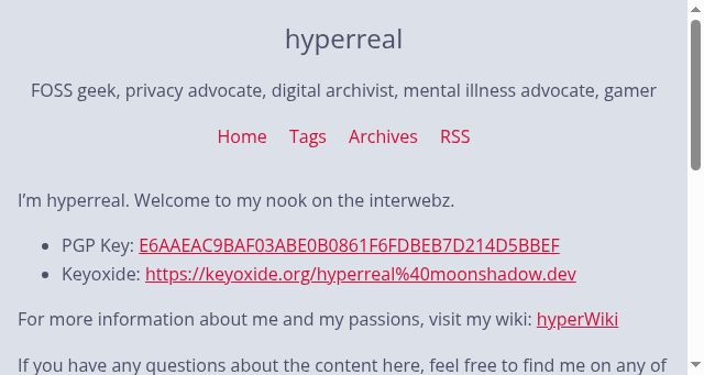 Screenshot of hyperreal.coffee