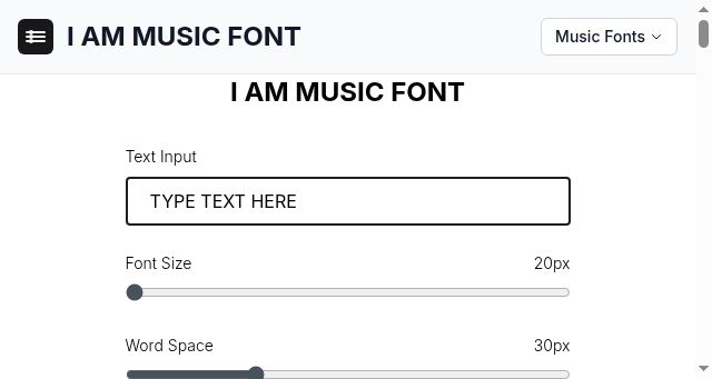 Screenshot of iammusicfont.com