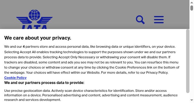 Screenshot of iata.org