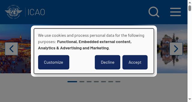 Screenshot of icao.int