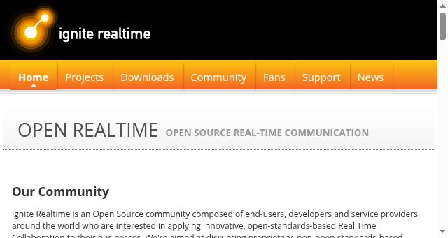 Screenshot of igniterealtime.org