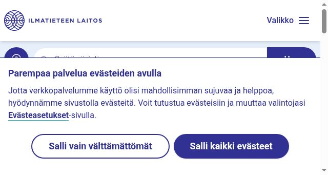 Screenshot of ilmatieteenlaitos.fi