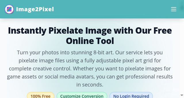 Screenshot of image2pixel.online
