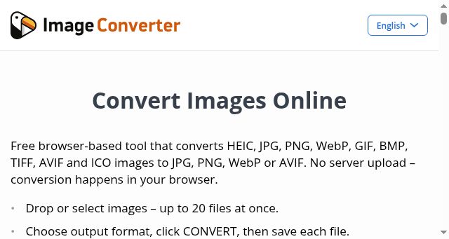 Screenshot of imageconverter.com