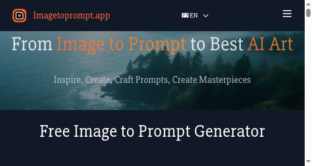 Screenshot of imagetoprompt.app