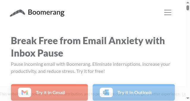 Screenshot of inboxpause.com