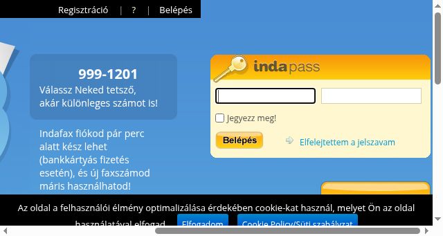 Screenshot of indafax.hu