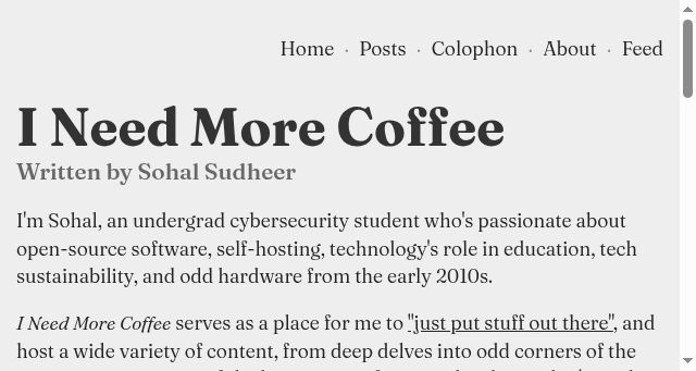 Screenshot of ineedmore.coffee