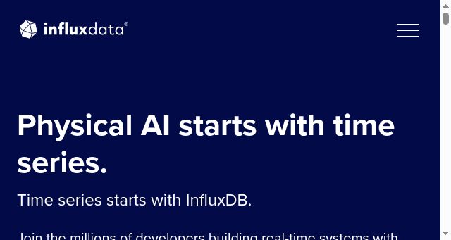Screenshot of influxdata.com