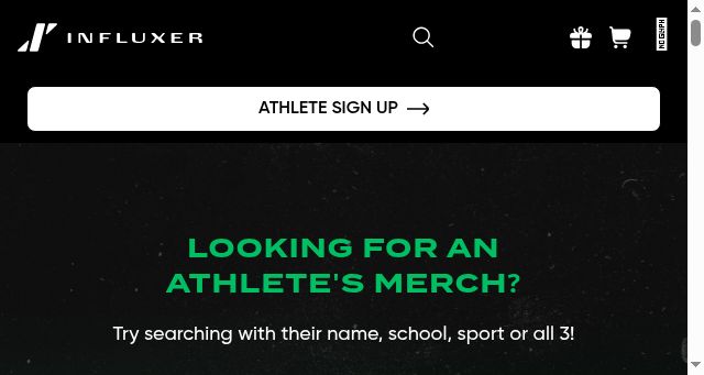 Screenshot of influxermerch.com