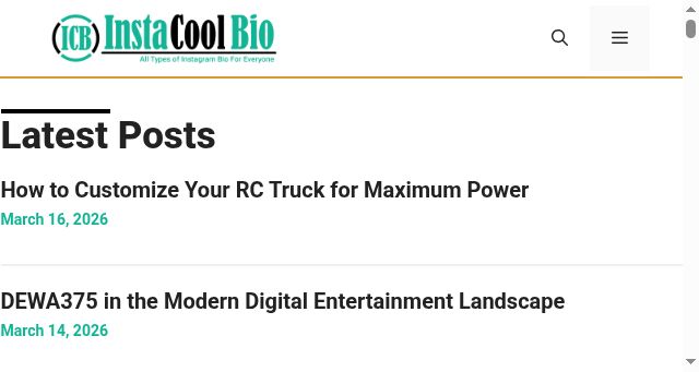 Screenshot of instacoolbio.com