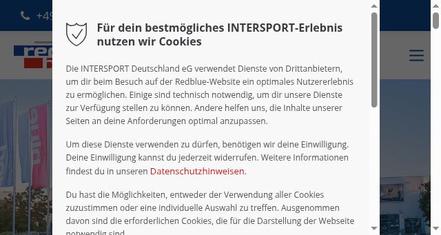 Screenshot of intersport-redblue.de