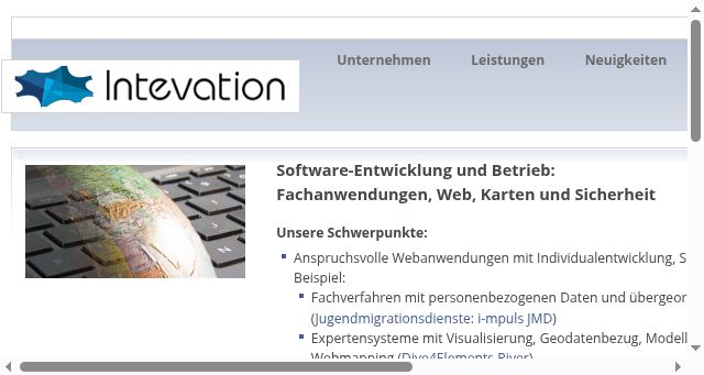 Screenshot of intevation.de