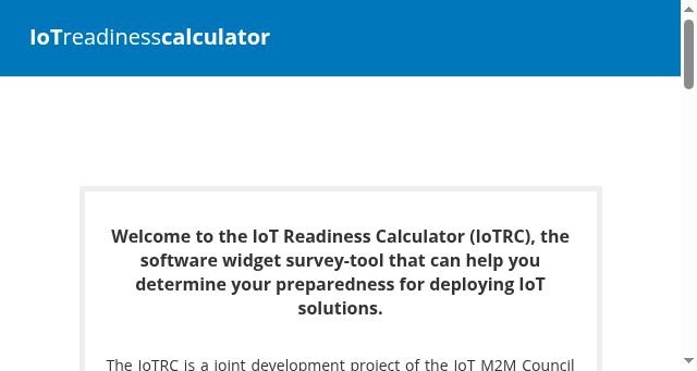 Screenshot of iotreadinesscalculator.org
