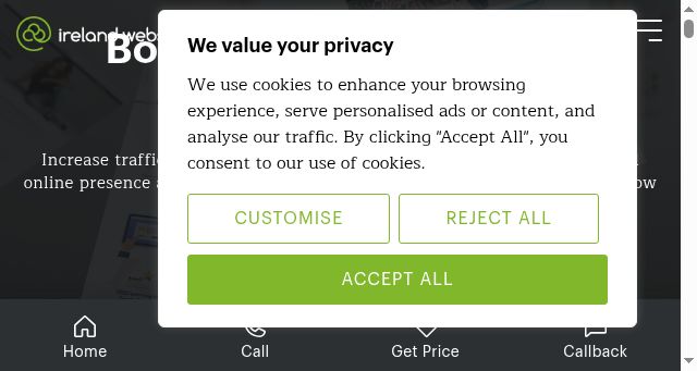 Screenshot of irelandwebsitedesign.com