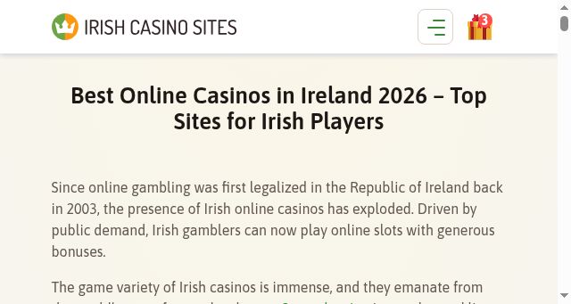 Screenshot of irishcasinosites.com