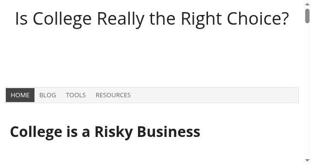 Screenshot of iscollegereallytherightchoice.com