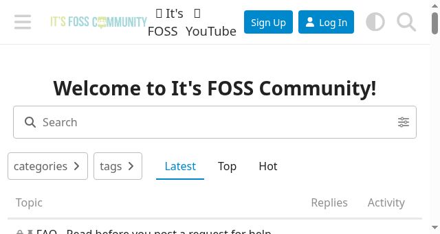 Screenshot of itsfoss.community