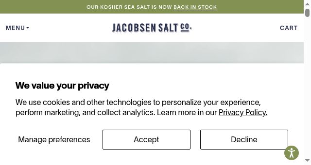 Screenshot of jacobsensalt.com