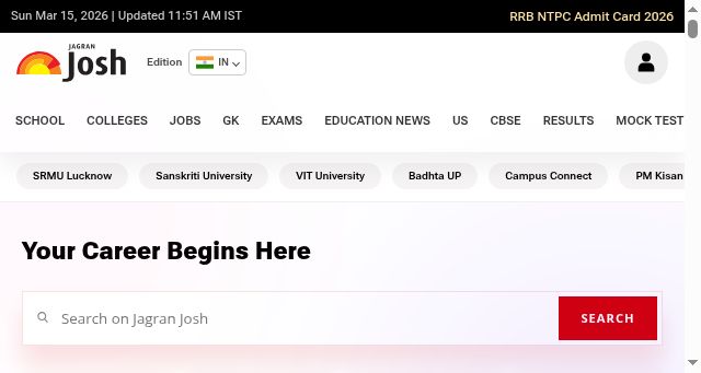 Screenshot of jagranjosh.com