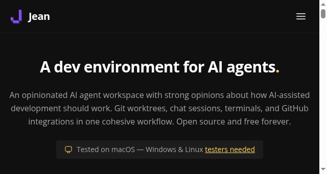 Screenshot of jean.build