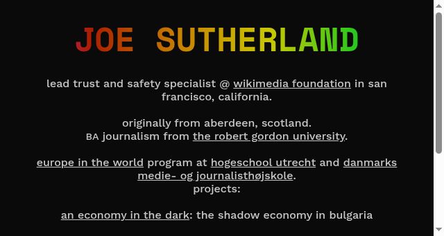 Screenshot of joesutherland.rocks