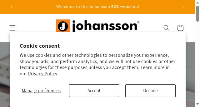 Screenshot of johanssonwebshop.com