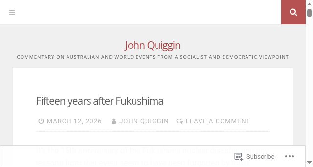 Screenshot of johnquiggin.com
