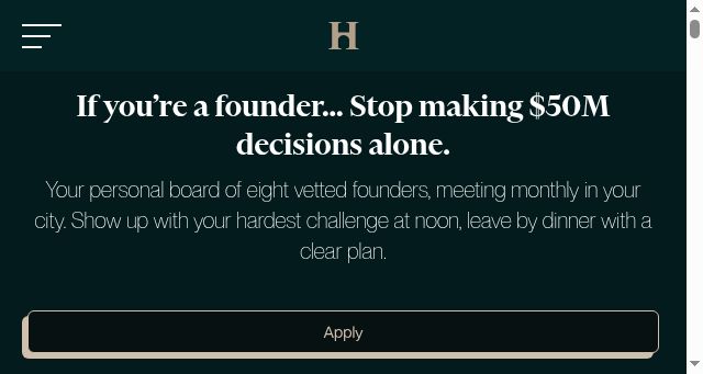 Screenshot of joinhampton.com